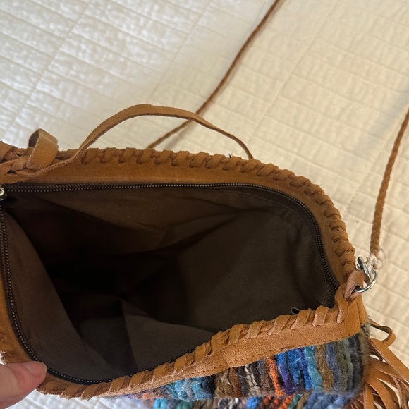 Leather Tassel Western Cowgirl Bohemian Fringe Shoulder Bag / Clutch - Picture 3 of 7